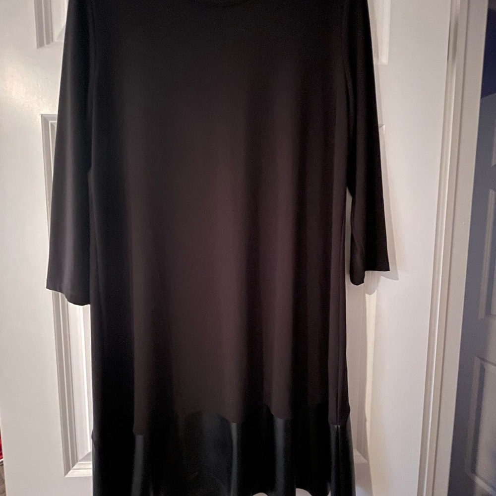 Elegant Black Dress with leather like details